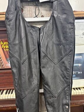 Men's Black Leather Riding Chaps